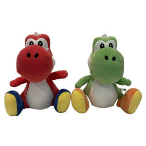 Yoshi Super Mario Red & Green 2017-18 Plush 8" Little Buddy ~ Lot of 2 Nintendo